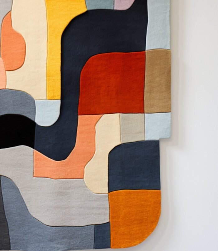 Modern Abstract Irregular Shape Vibrant Premium Hand Tufted Colorful Woolen Area Rug