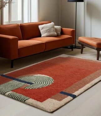 Modern Wool Rug, Abstract Area Rug, Geometric Wool Rug, Handcrafted Rug, Artistic Area Rug