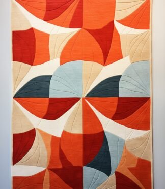 Modern abstract geometric area rug in bold red and neutral tones, ideal for stylish and contemporary interiors.