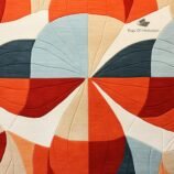 Modern abstract geometric area rug in bold red and neutral tones, ideal for stylish and contemporary interiors.