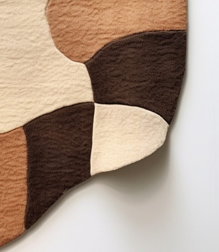 Earthy abstract rug featuring a blend of warm neutral tones in an organic pattern for contemporary interiors.