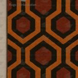 Handmade retro hexagon pattern wool rug with burnt orange and black geometric design