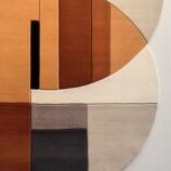 Modern Geometric Wool Rug – Handmade Abstract Area Rug in Beige, Brown, Black & Gray – Contemporary Minimalist Carpet for Living Room & Bedroom