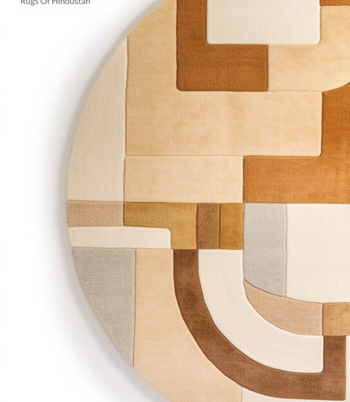 Modern artistic abstract area rug featuring a textured design with beige, gray, and black tones.