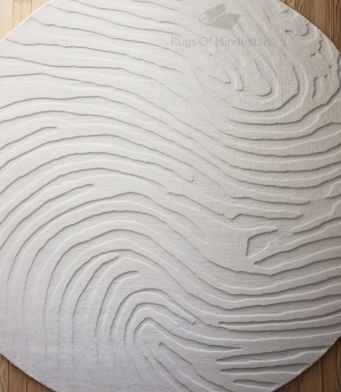 Abstract beige and brown artistic rug for modern interiors.