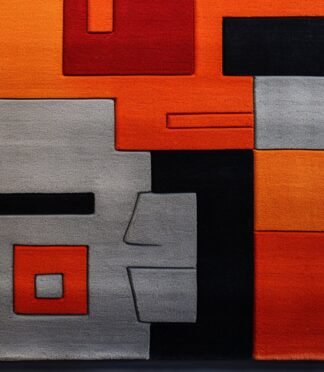 Modern red round rug with white reindeer design, perfect for holiday and festive home décor.