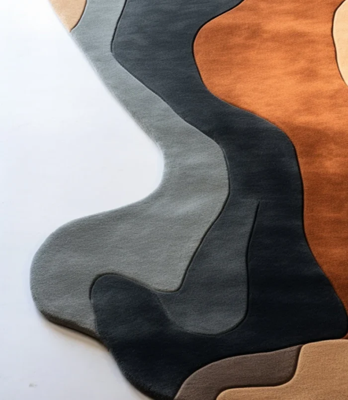 Round red rug with reindeer design for Christmas décor and holiday charm.