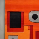 Modern red round rug with white reindeer design, perfect for holiday and festive home décor.