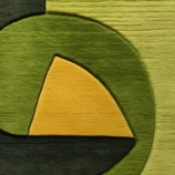 Modern geometric hand-tufted green wool area rug with abstract design for contemporary home décor.
